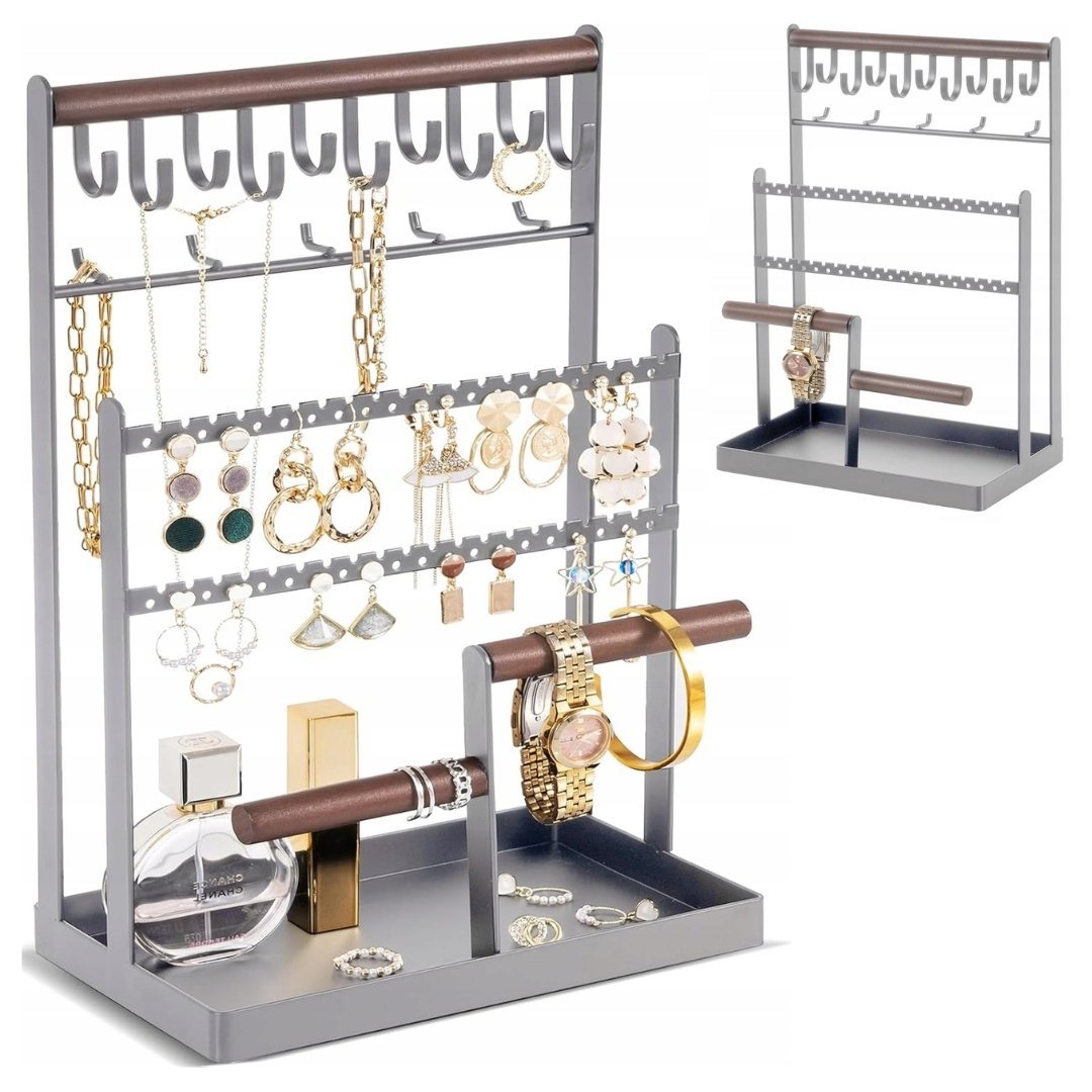 NOWOCZESNY STOJAK NA BIŻUTERIĘ 6 POZIOMÓW 15 HACZYKÓW ORGANIZER PREZENT