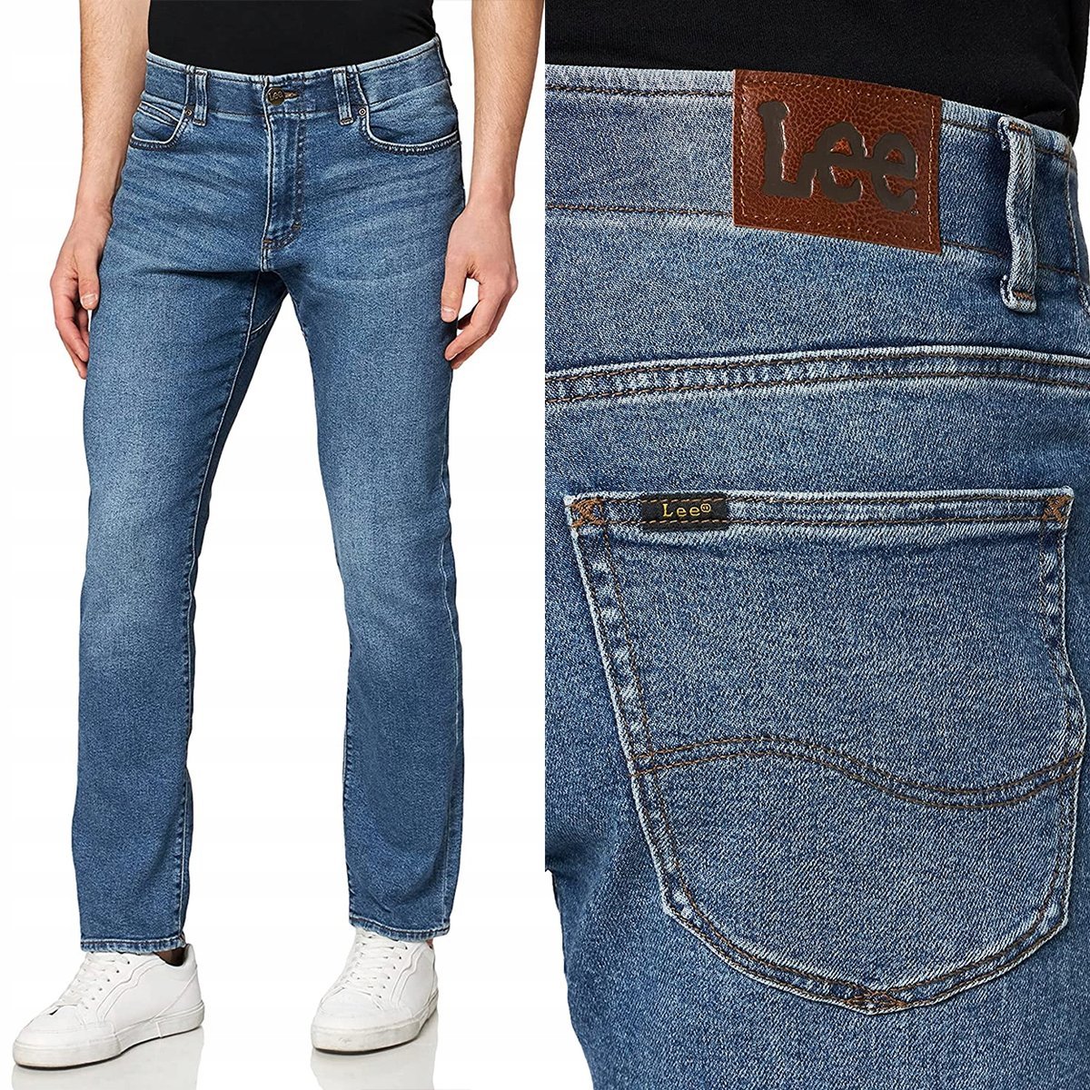 Lee STRAIGHT FIT Extreme Motion WYGODNE PROSTE SPODNIE JEANSOWE W38 L30