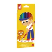 Kredki, ołówki, pastele i pisaki - Janod Kredki ołówkowe zmazywalne z gumką 12 kolorów 12 szt. - miniaturka - grafika 1