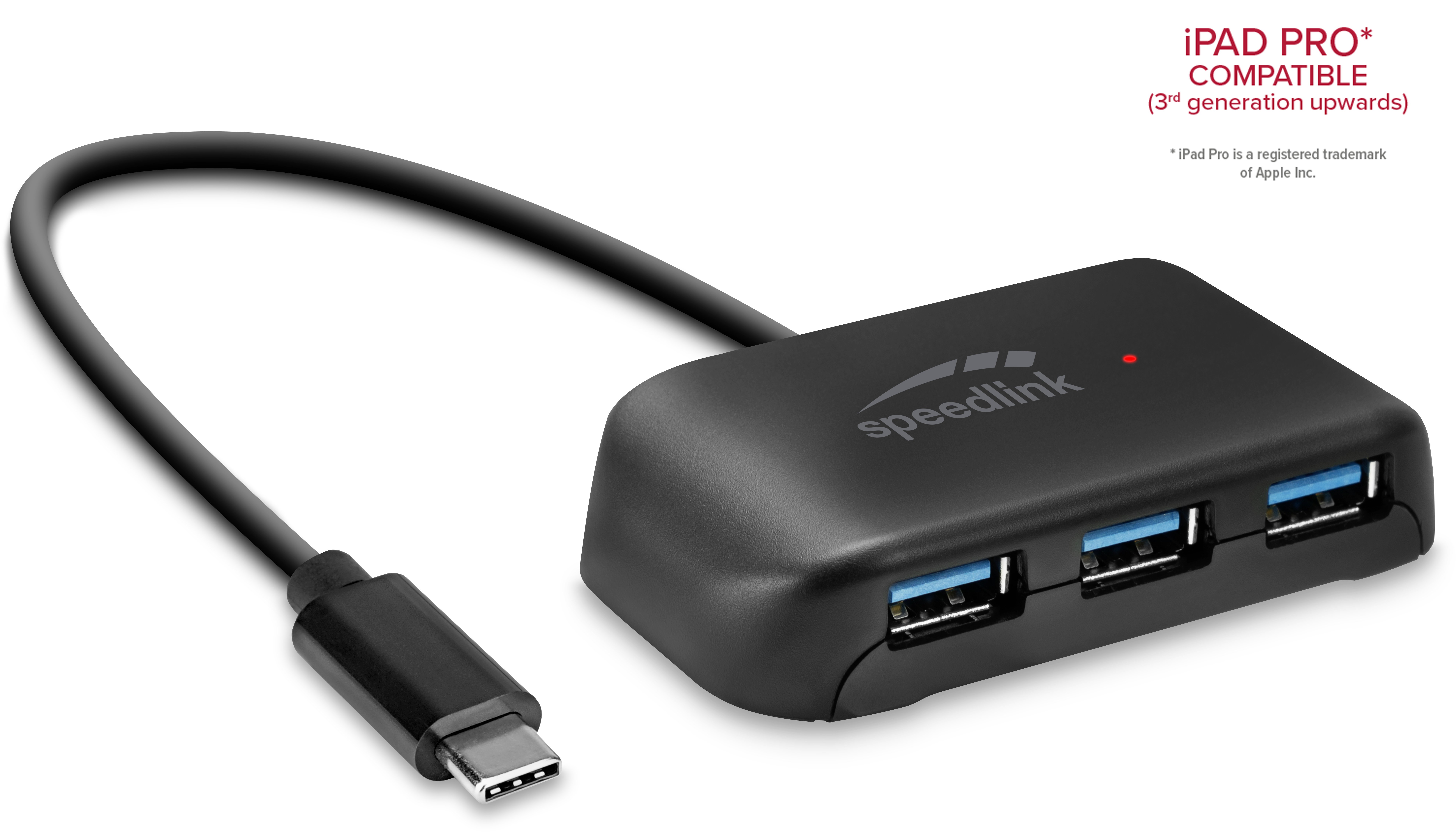 Rozdzielacz pasywny SPEED LINK SNAPPY EVO USB Hub, 4-portowy, Type-C na USB 3.0, czarny