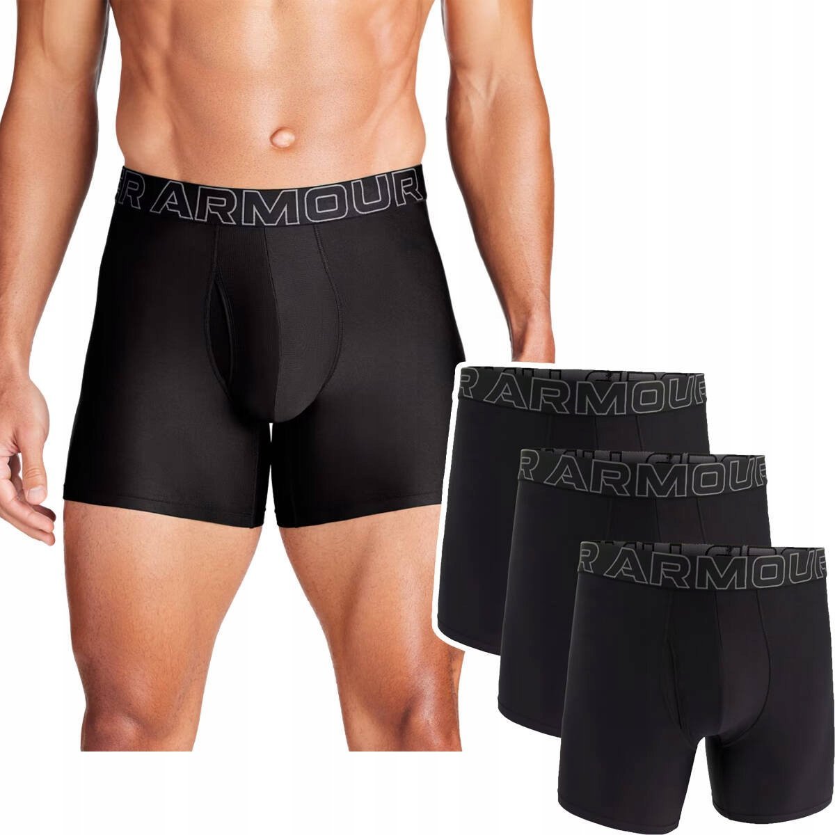 Majtki Bokserki Męskie Under Armour Tech 6In 3 Pak Czarne R. Xl