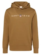 Bluzy męskie - Gant Męska bluza z kapturem Mężczyźni brązowy nadruk, L - miniaturka - grafika 1