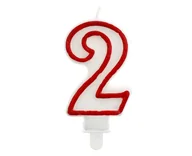 Urodziny dla dorosłych - GoDan Świeczka na tort "2", czerwony kontur, 7 cm PF-SCC/2 - miniaturka - grafika 1