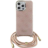 Etui i futerały do telefonów - Etui Guess GUHCP15SHC4SEP Apple iPhone 15 / 14 hardcase Crossbody Cord 4G Print różowy/pink - miniaturka - grafika 1