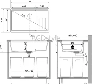 BRANDE SWIFT STEP 760-80-U BEIGE (beżowy) | podwieszany - Zlewozmywaki - miniaturka - grafika 1