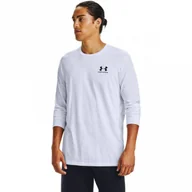 Koszulki sportowe męskie - Męski longsleeve treningowy Under Armour  Sportstyle Left Chest Ls - biały - UNDER ARMOUR - miniaturka - grafika 1