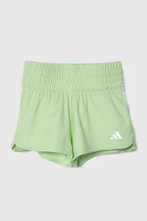 Spodnie i spodenki dla dziewczynek - adidas szorty dziecięce kolor zielony z aplikacją - grafika 1
