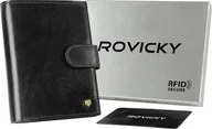 Portfele - Rovicky Duży portfel męski ze skóry naturalnej zamykany na zatrzask Rovicky - miniaturka - grafika 1