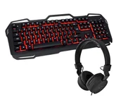 Zestawy myszka + klawiatura - Zestaw Blow klawiatura z podświetleniem LED RED COLD STEEL + słuchawki - miniaturka - grafika 1