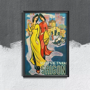 Plakat retro do salonu Odwiedź Vietnam Sagon - Plakaty Plakat retro do salonu Odwiedź Vietnam Sagon - Plakaty - miniaturka - grafika 1