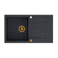 Zlewozmywaki - QUADRON Zlew EVAN 111 black diamond + syfon MIEDŹ - miniaturka - grafika 1
