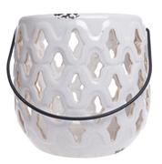 Lampy ogrodowe - Lampion ceramiczny biały - miniaturka - grafika 1