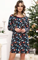 Piżamy damskie - Koszula nocna damska świąteczna Makala, Kolor granatowy-wzór, Rozmiar S, Italian Fashion - Primodo.com - miniaturka - grafika 1