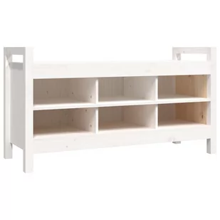 Ławka do przedpokoju, biała, 110x40x60 cm, lite drewno sosnowe - Ławki do przedpokoju - miniaturka - grafika 3