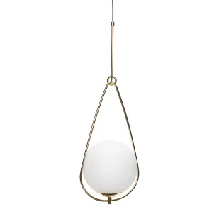 Wisząca lampa Above z przezroczystą szklaną kulą i elegancką złotą oprawą - Lampy sufitowe - miniaturka - grafika 1