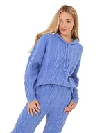 Bluzy damskie - Joe Browns Damska bluza z kapturem Sloe Joes Cosy Cable z dzianiny, niebieska, L (16-18), NIEBIESKI, L - miniaturka - grafika 1
