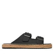 Espadryle męskie - Espadryle Tommy Hilfiger Flex Jutte Hilfiger Lth Sandal FM0FM05646 Czarny - miniaturka - grafika 1
