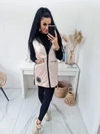 Kamizelki damskie - DŁUGA KAMIZELKA BŁYSZCZĄCA MADRID Z KAPTUREM - ROSE GOLD - S WEST - miniaturka - grafika 1