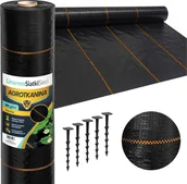 Agrowłókniny - Linarem SiatkiSieci AGROTKANINA 90G 1,1x100m CZARNA AGROWŁÓKNINA UV 3% ANTYCHWASTOWA + KOŁKI - miniaturka - grafika 1