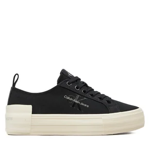 Tenisówki Calvin Klein Jeans Bold Vulc Flatf Low Lace Mix Mtl YW0YW01465 Czarny - Trampki damskie - miniaturka - grafika 1
