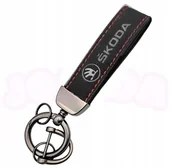 Breloki - BRELOK DO KLUCZY breloczek samochodowy logo SKODA ALCANTARA skóra PREMIUM - miniaturka - grafika 1