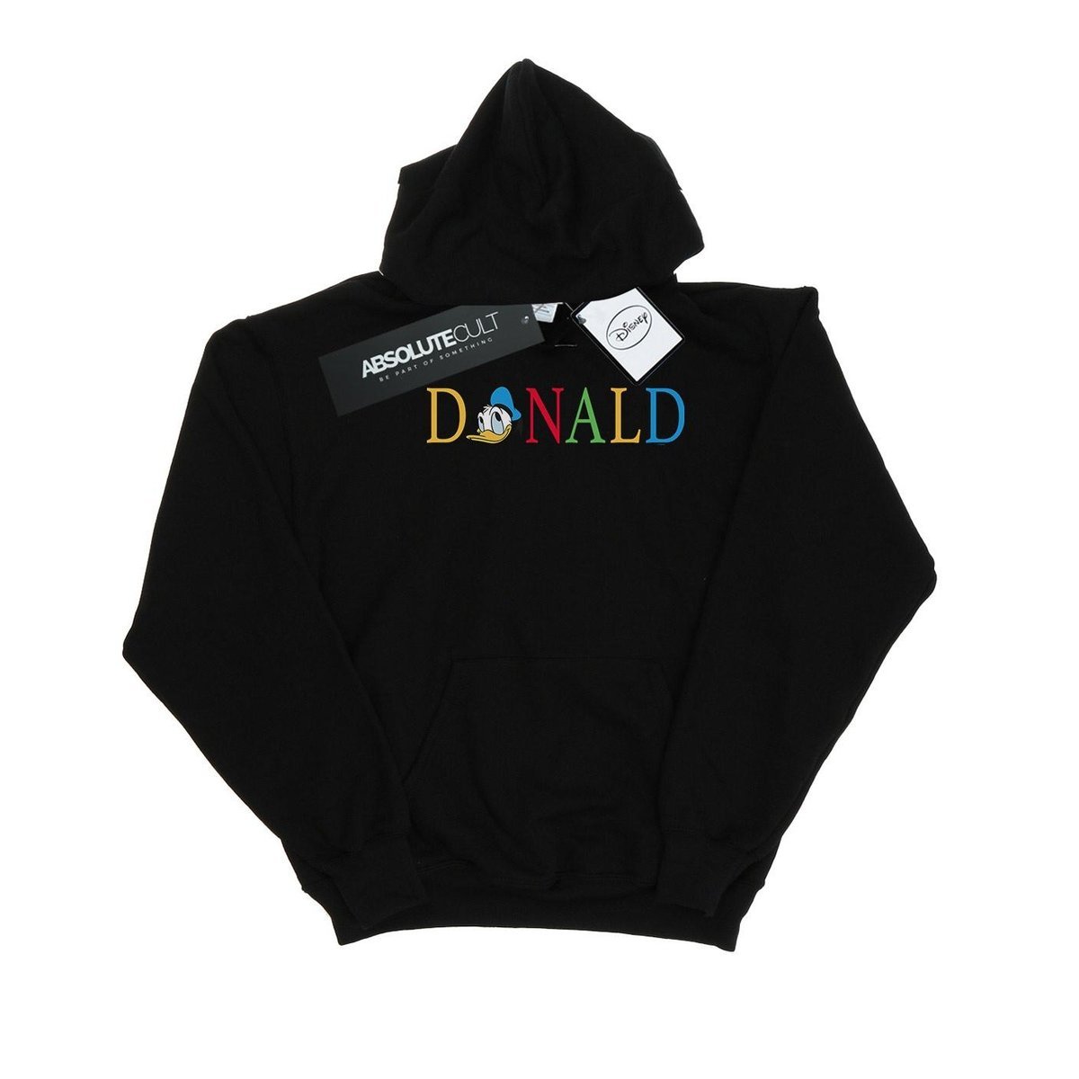 Disney Damska Bluza Z Kapturem Z Literami Kaczora Donalda (M / Czarny)