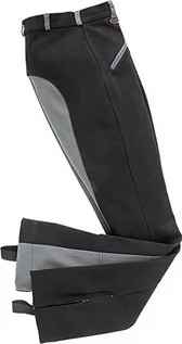 Spodnie damskie - USG Damskie spodnie Jodhpur Birgit ze skórą pełny naszywany/2 ukośne kieszenie przednie/dodatkowe zapięcie na zamek błyskawiczny, rozmiar 80, czarne/szare - grafika 1