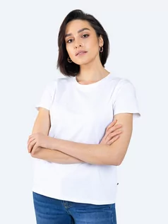 Koszulki i topy damskie - Koszulka damska z napisem szczęście z bawełny organicznej Frezja 101 - grafika 1