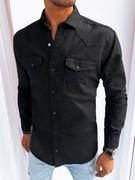 Koszule męskie - Koszula męska jeansowa czarna Dstreet DX2474 - miniaturka - grafika 1