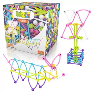 Meli Stik Pink 600 Klocki Konstrukcyjne Sztuk Patyczki Rurki Słomki - Zabawki konstrukcyjne - miniaturka - grafika 1