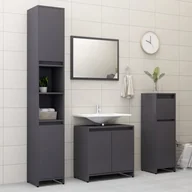 Meble łazienkowe - vidaXL vidaXL 4-cz. zestaw mebli łazienkowych, wysoki połysk, szary, płyta 8720286164242 - miniaturka - grafika 1