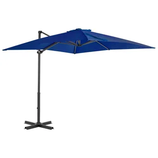 Parasol wiszący z aluminiowym słupkiem, 250x250 cm, niebieski - Parasole ogrodowe - miniaturka - grafika 1