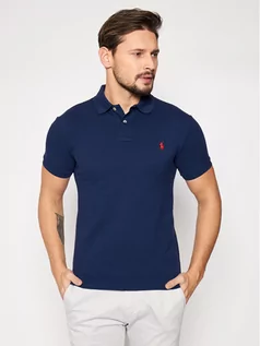 Koszulki męskie - Ralph Lauren Polo Polo Core Replen 710795080 Granatowy Slim Fit - grafika 1