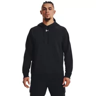 Bluzy sportowe męskie - Męska bluza dresowa nierozpinana z kapturem Under Armour UA Rival Fleece Hoodie - czarna - UNDER ARMOUR - miniaturka - grafika 1