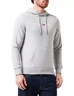 Bluzy męskie - Tommy Jeans Męska bluza sportowa TJM Straight Small Logo, Lt Grey Htr, XS - miniaturka - grafika 1