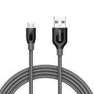 Kable USB - Anker power Line + Micro USB 1,8 m szary A81430A1 - miniaturka - grafika 1