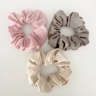 Gumki bambusowe 3-pak - pudrowy róż, taupe, beż - Ozdoby do włosów - miniaturka - grafika 1