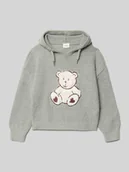 Swetry dla dziewczynek - Bluza o kroju regular fit z kapturem i motywem misia - miniaturka - grafika 1