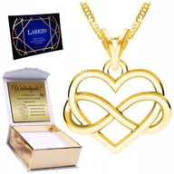 Naszyjniki - Złoty Naszyjnik 925 Pozłacany Serduszko Nieskończoność z Sercem + GRAWER - miniaturka - grafika 1