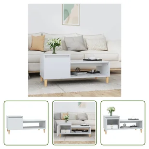 The Living Store stolik kawowy biały wysoki połysk 100x50x45 cm materiał drewnopochodny - Ławy i stoliki kawowe - miniaturka - grafika 1