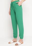 Spodnie damskie - Zielone Luźne Spodnie z Gumką w Pasie i Kieszeniami Asnight - miniaturka - grafika 1