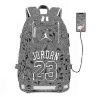 Plecaki - Nba Peripheral Series Star Wielofunkcyjny plecak USB Świetlisty fluorescencyjny plecak Szary Jordan - miniaturka - grafika 1
