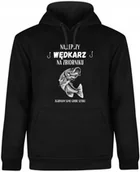 Bluzy męskie - BLUZA MĘSKA Z KAPTUREM WĘDKARSKA DLA WĘDKARZA RYBY CZARNA R-M A66 - miniaturka - grafika 1