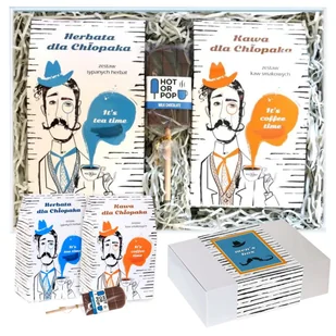 Gotowy zestaw prezentowy „Men's Box“ kawa aromatyzowana herbata sypana PREMIUM czekoladowy lizak prezent upominek na Dzień Chłopaka dla faceta mężcz.. - Zestawy upominkowe - miniaturka - grafika 1