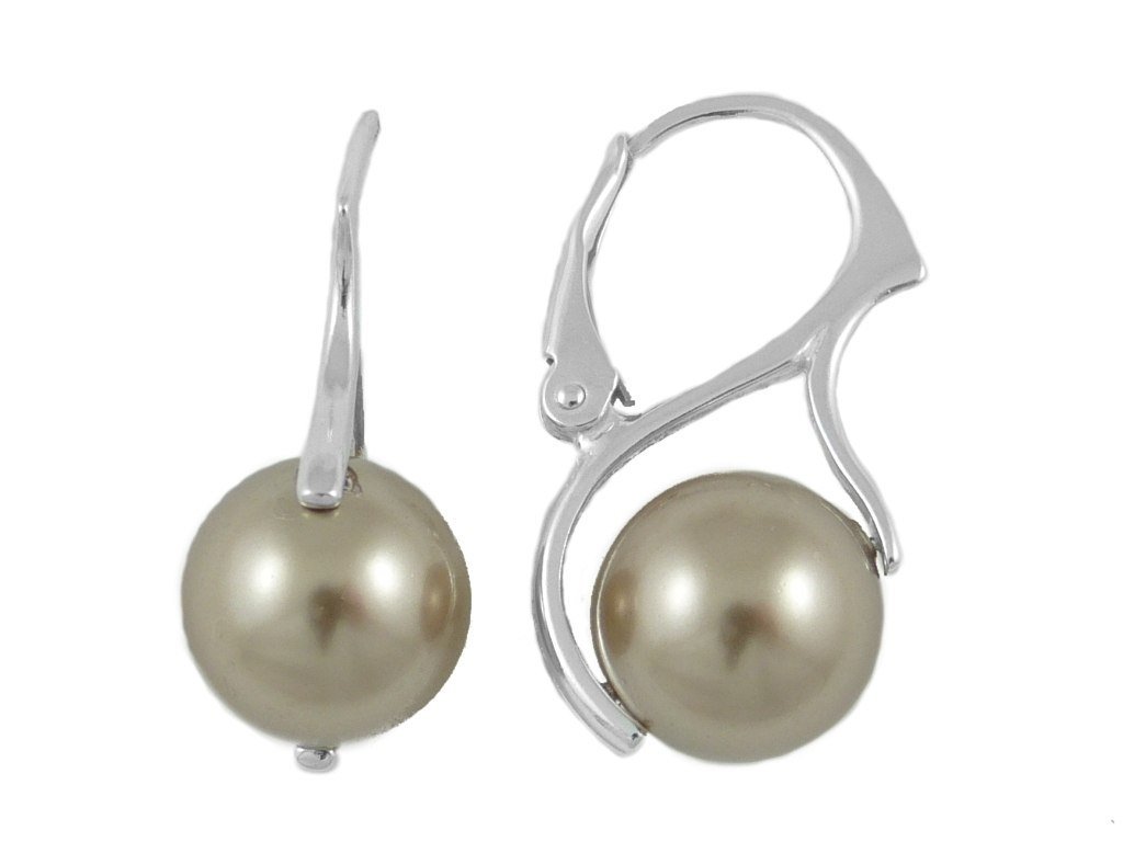 Kolczyki srebrne 925 perły Swarovski 10 mm Bronze
