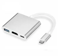 Huby USB - Adapter Przejściówka Rozdzielacz Ze Złącza Usb Typ C (Męski) Na Hdmi (Żeński) 4K 60Hz / Usb 3.0 (Żeński) / Usb Typ-C Pd (Żeński) Srebrny - miniaturka - grafika 1