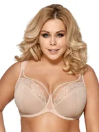 Biustonosze - Biustonosz Gładki Z Tiulem Luisse K441 Gorsenia Miękki Beżowy  65G - miniaturka - grafika 1