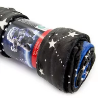 Koce i narzuty dla dzieci - Kocyk dziecięcy z miękkiego coralu PUSZYSTY KOC NASA czarny 130x170 - miniaturka - grafika 1