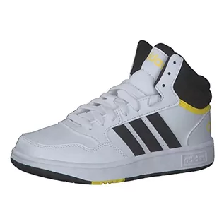 Buty dla dziewczynek - adidas Hoops Mid 3.0 K, trampki dziecięce, Ftwr White Core Black Beam Yellow, 28 EU - grafika 1