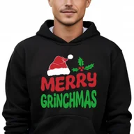 Bluzy męskie - Bluza Czarna Z KAPTUREM Męska GRINCHAMS SQUAD Prezent Święta Mikołaja - XL - miniaturka - grafika 1
